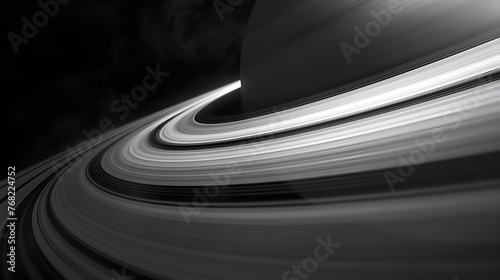 Closeup black and white saturn planet rings