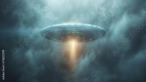 UFO in the dark cloudy sky