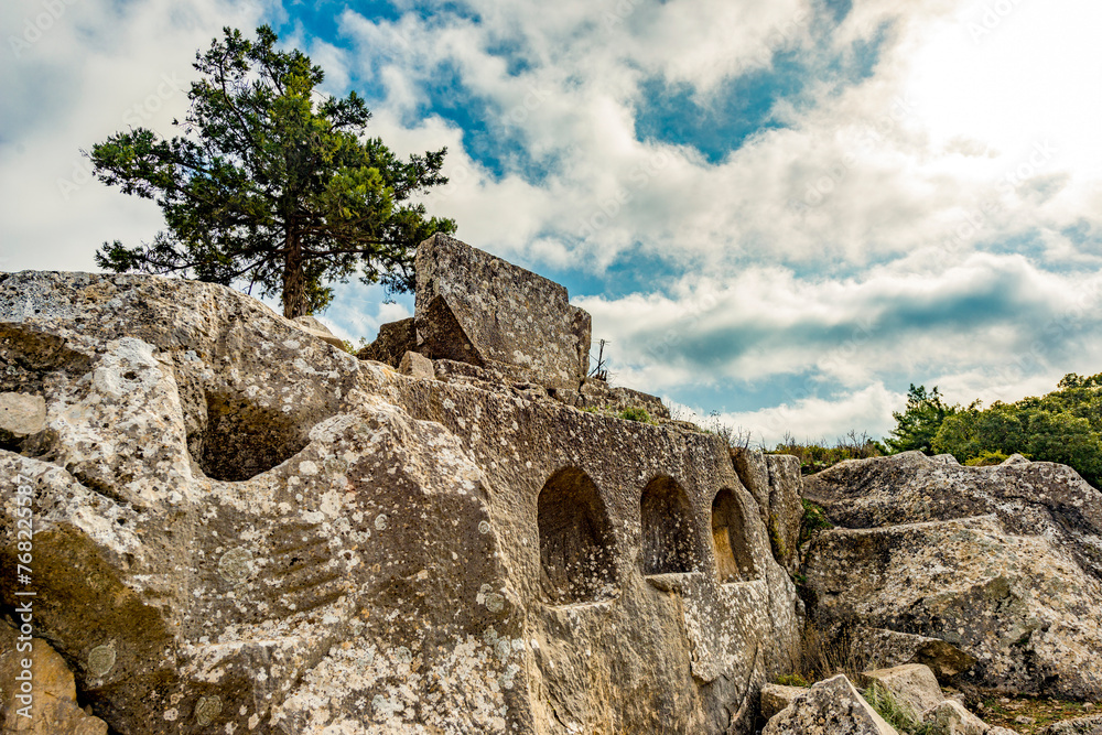 Termessos ancient city the amphitheatre. Termessos is one of Antalya -Turkey's most outstanding archaeological sites. Despite the long siege, Alexander the Great could not capture the ancient city.