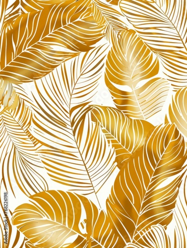 Collection of golden leaves placed on a clean white surface, creating a striking contrast between the vibrant colors and the neutral background