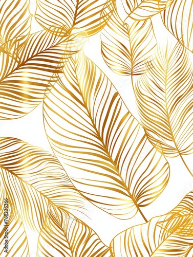 Vibrant golden leaves scattered on a clean white background, creating a striking contrast and visually appealing composition