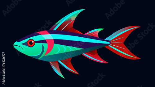Vibrant Neon Tetra Fish Vector Stunning Graphics for Aquatic Enthusiasts