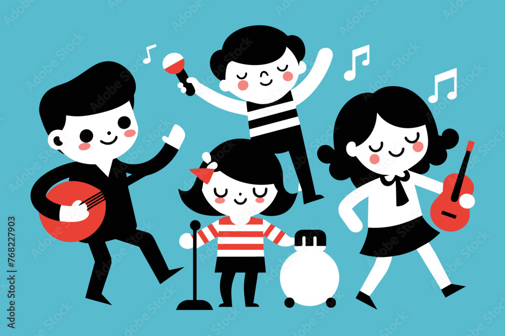 cute playing music cartoon vector icon illustratio cute playing music cartoon vector icon illustratio