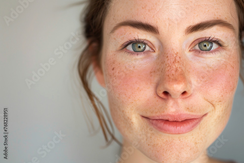 Woman after successful rosacea treatment. Laser treatment of skin problem. Dermatology problem.
