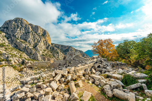 Termessos ancient city the amphitheatre. Termessos is one of Antalya -Turkey's most outstanding archaeological sites. Despite the long siege, Alexander the Great could not capture the ancient city.