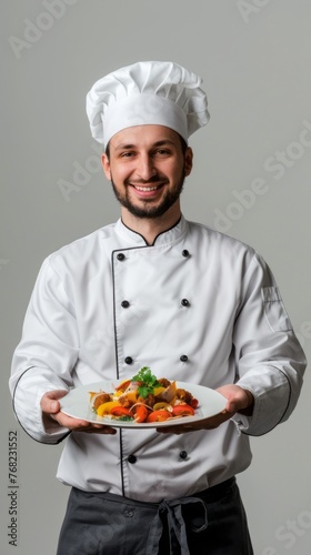 Chef Holding Plate of Food