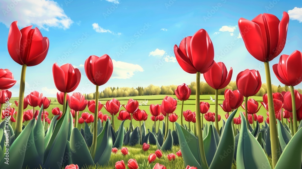 Fototapeta premium tulips in the field.