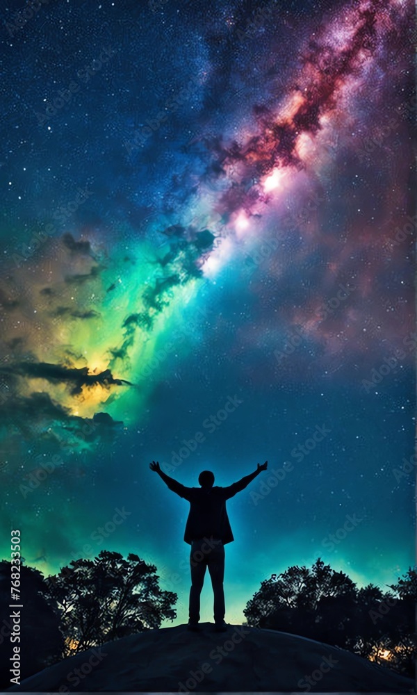 silhouette of a person with a star silhouette of a person with a star