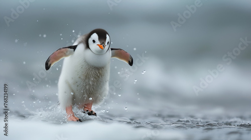 Penguin Chick Taking Its First Steps