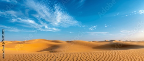 Desert Sand Dunes Under Blue Sky