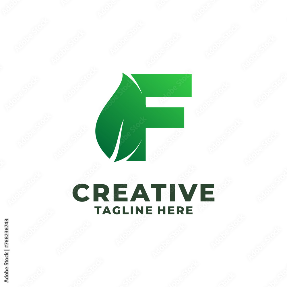 Trend Initial Letter F With Leaf Logo Vector