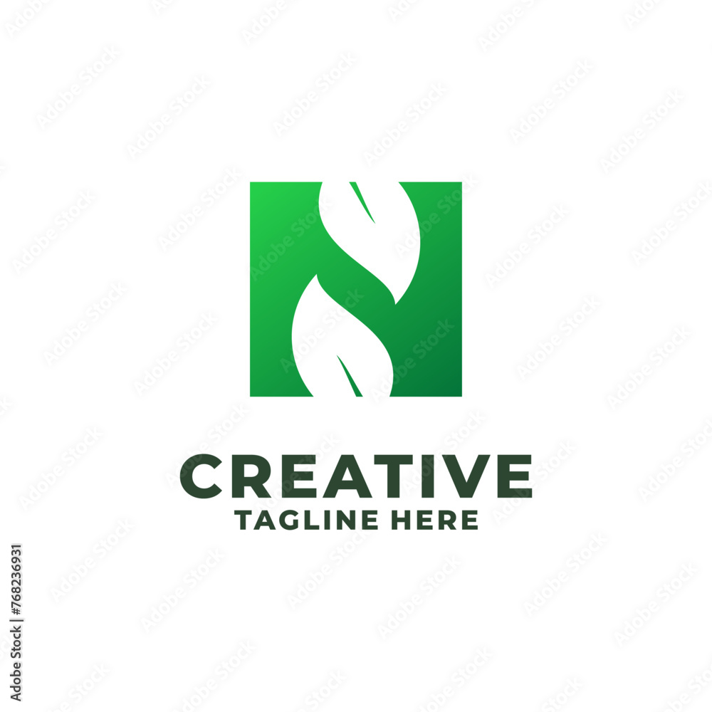 Trend Initial Letter N With Leaf Logo Vector Trend Initial Letter N With Leaf Logo Vector