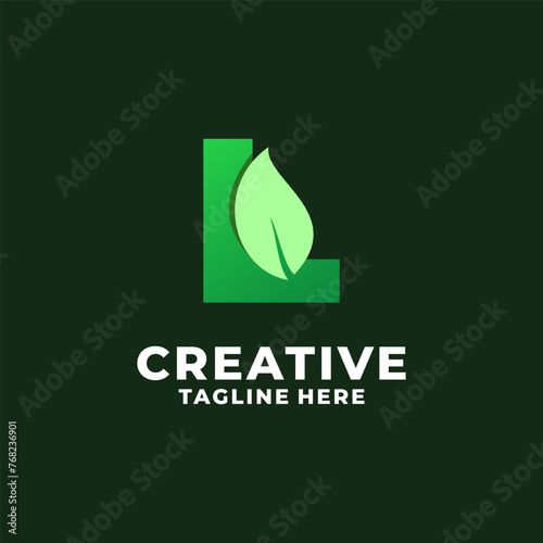 Trend Initial Letter L With Leaf Logo Vector