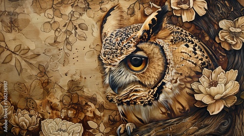 animals, pyrography style, 16:9 photo