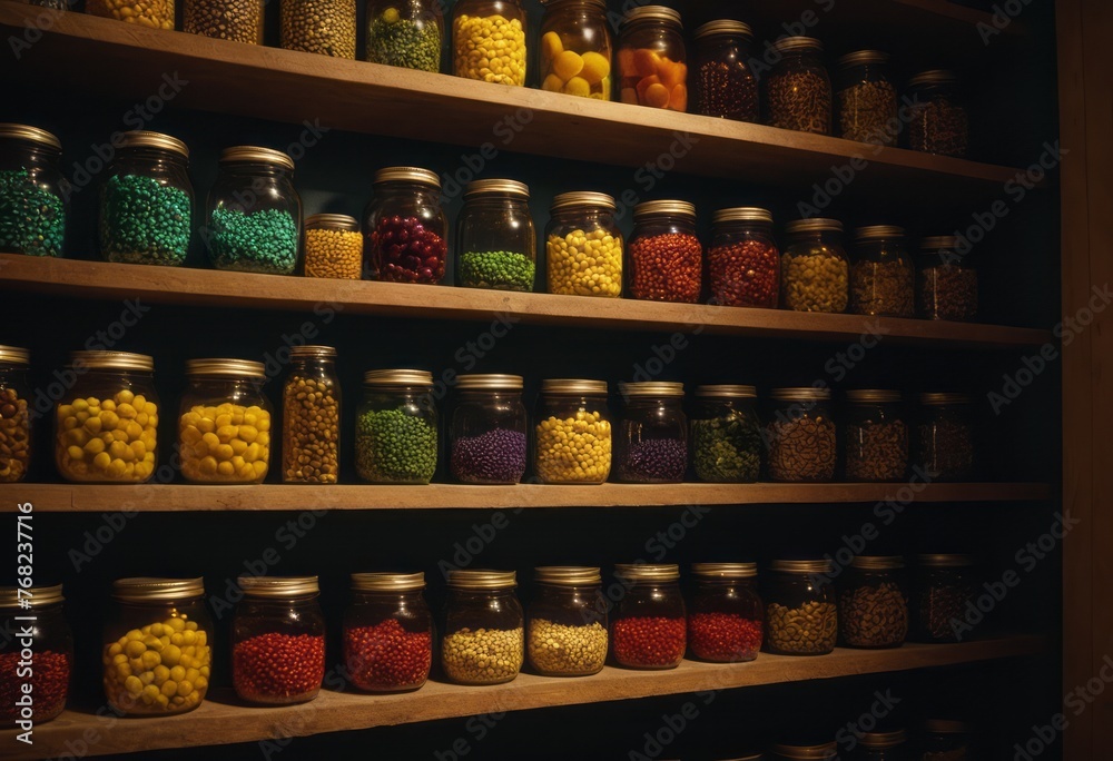 A man takes a selfie in a spice shop, with shelves of colorful spices behind him. The shop is vibrant and full of variety.