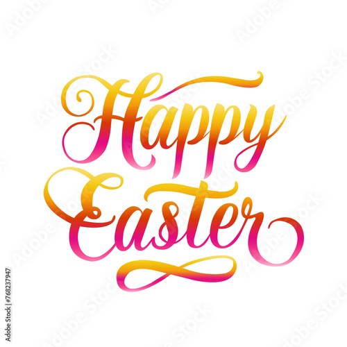 Bright Happy Easter Text Isolated White Background photo