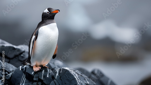 Atop Penguin Rocky Perched Reflecting Outcrop