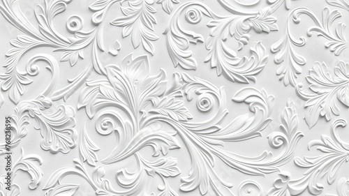 a stucco floral pattern on a wall within an elegantly decorated room. The image highlights the pattern s role in enhancing interior aesthetics. SEAMLESS PATTERN
