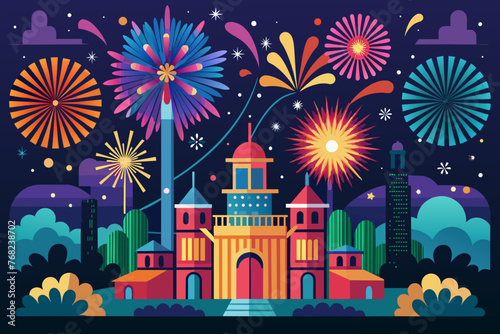 New years fireworks vector illustration