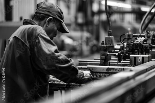 A man is working on a machine in a factory