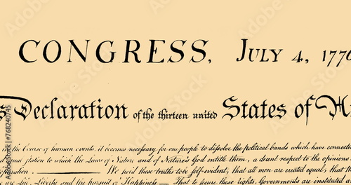 Digital image of written constitution of the United States moving in the screen against beige backgr