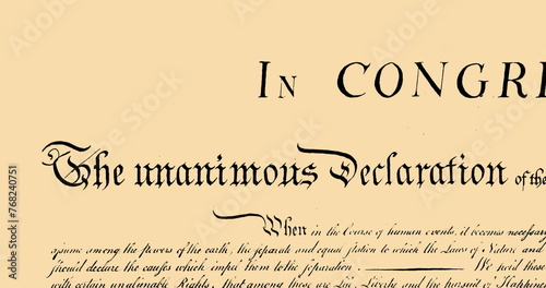 Digital image of written constitution of the United States moving in the screen against beige backgr