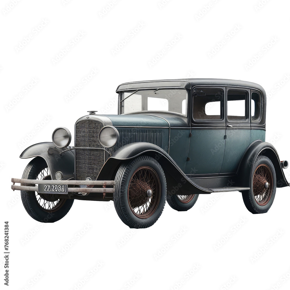 Isolated 3D Old Car on a Clear PNG Canvas, Generative AI