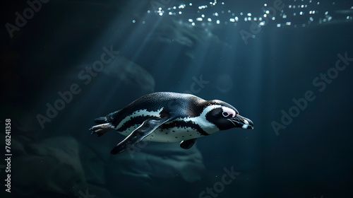 Stealthy Penguin Diving (Isolated) #768241358