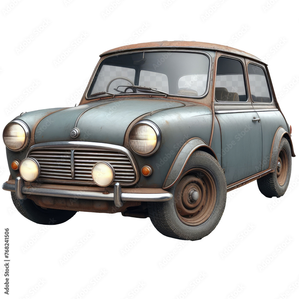 Isolated 3D Old Car on a Clear PNG Canvas, Generative AI