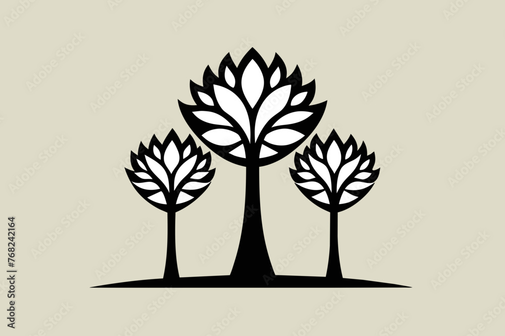 Obraz premium three pam trees haddraw logo outline 