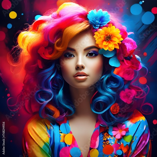 portrait of a woman with colorful makeup © muddasir