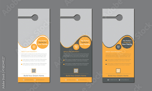 Luxury Corporate Business Door Hanger Layout Vector Premium Set. Vector illustration, corporate door hanger design.
