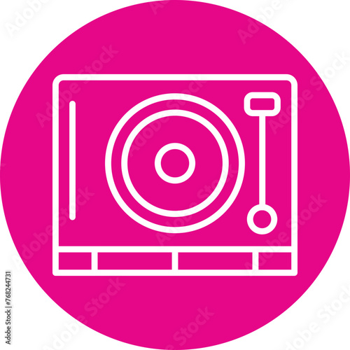 Vinyl Player Line Multi Circle