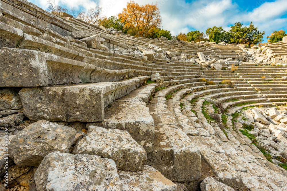 Termessos ancient city the amphitheatre. Termessos is one of Antalya -Turkey's most outstanding archaeological sites. Despite the long siege, Alexander the Great could not capture the ancient city.