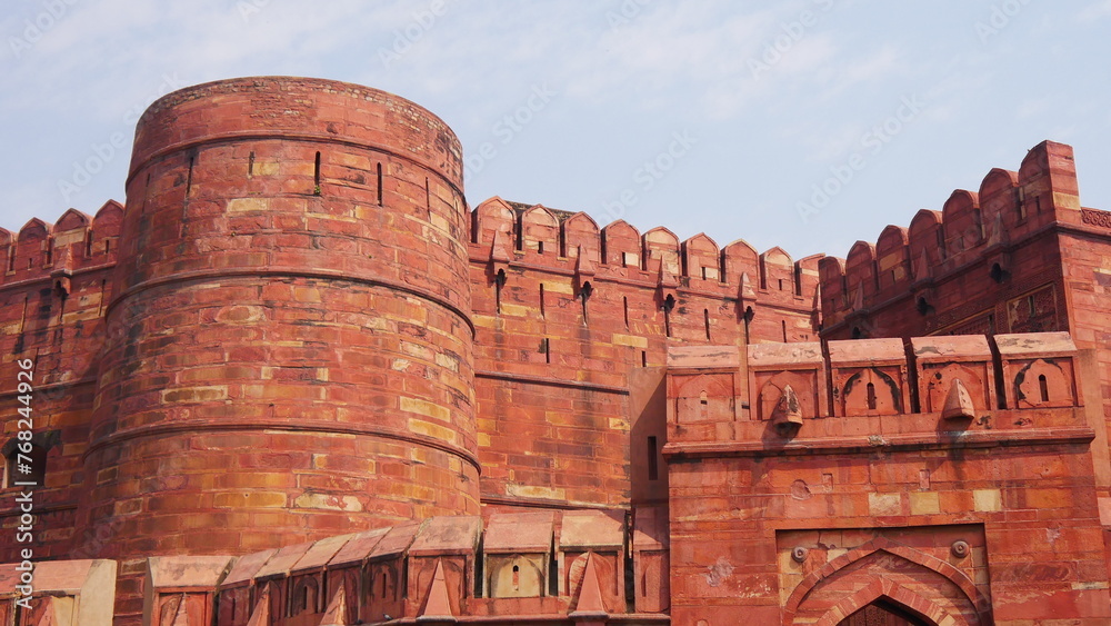 Fort Rouge,  monument important Moghol et style architectural hindu, beauté historique et artistique, avec ses briques et ses pierres rouges et de couleur chaud, visite culturelle indienne, 