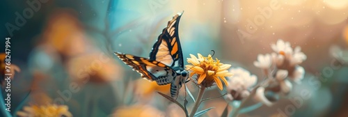 A Beautiful Moth Butterfly on a Flower Background created with Generative AI Technology © Animals Creator