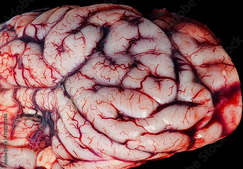 Foto A close-up of the convolutions of a real brain