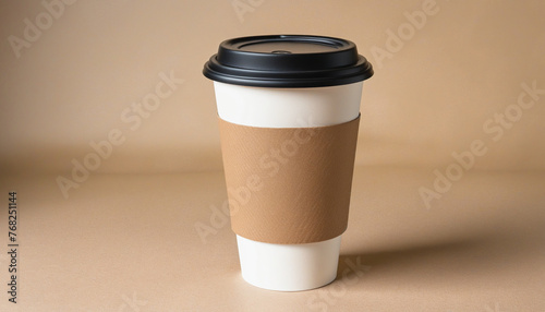 Ecological coffee in cardboard or disposable paper cup to take away