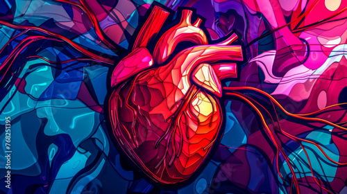 Colorful abstract art of human heart