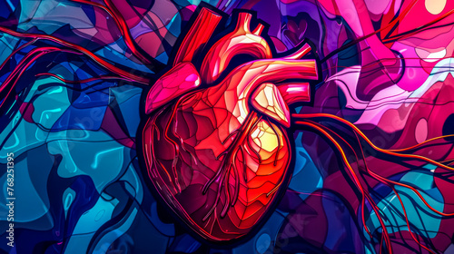 Colorful abstract art of human heart photo