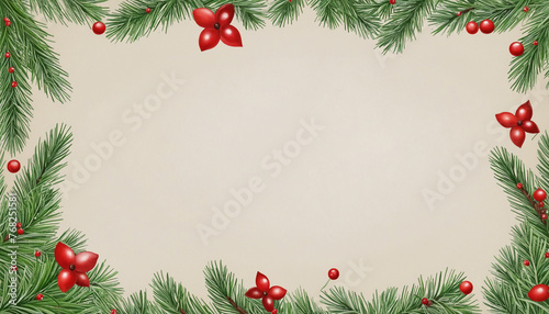 Christmas wreath frame tree branches round border or template for christmas card