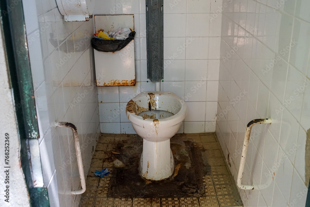 Disgusting dirty wc toilet in french city Avignon, France