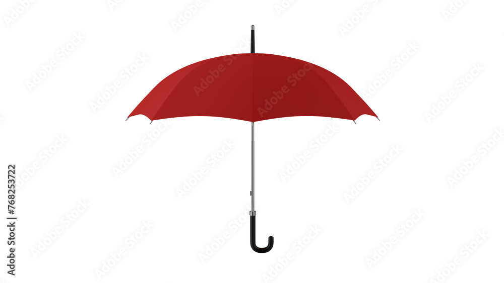 Classic red umbrella or parasol isolated on transparent and white background. Rain concept. 3D render