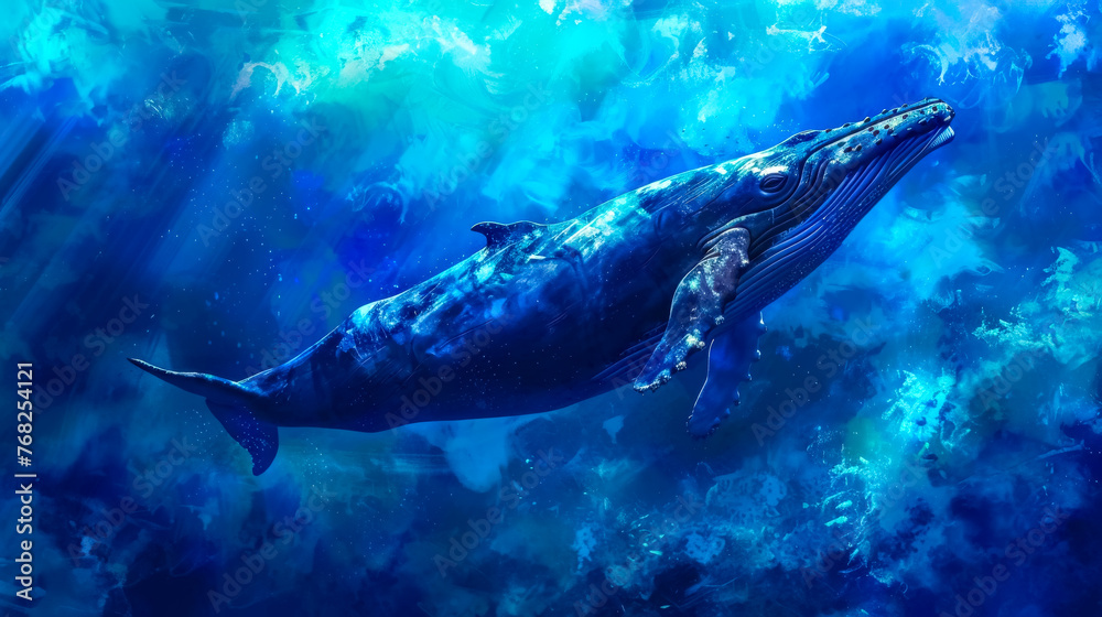 Naklejka premium Majestic humpback whale in ocean depths