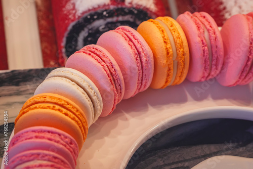Set of bright colorful macaroons