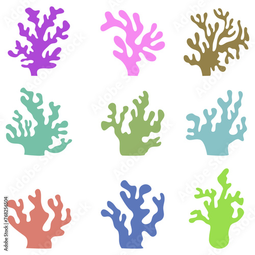 Exotic coral reef. underwater natural life. Vector flat graphic design element concept