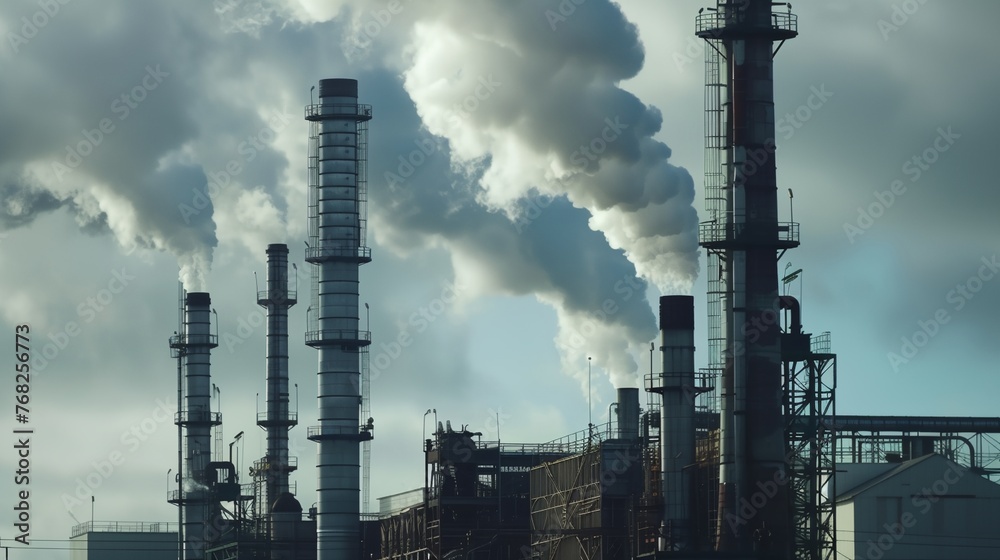 Obraz premium a factory with smoke stacks