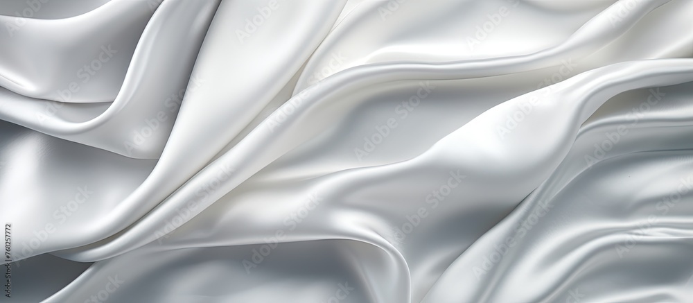 Close-up view of a soft and smooth white silk fabric with a very fine surface texture Close-up view of a soft and smooth white silk fabric with a very fine surface texture