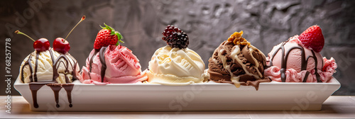 variety of refreshing ice-cream cups, different flavours, front view of gourmet desserts (10)