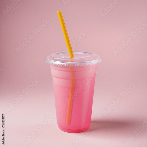Pink Sweet Slushie Drink Cup with a straw